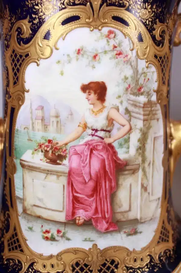 Rare Coalport Pair of Tom Keeling Lidded Tankard Vases for Tiffany & Co New York 42cm - Image 3