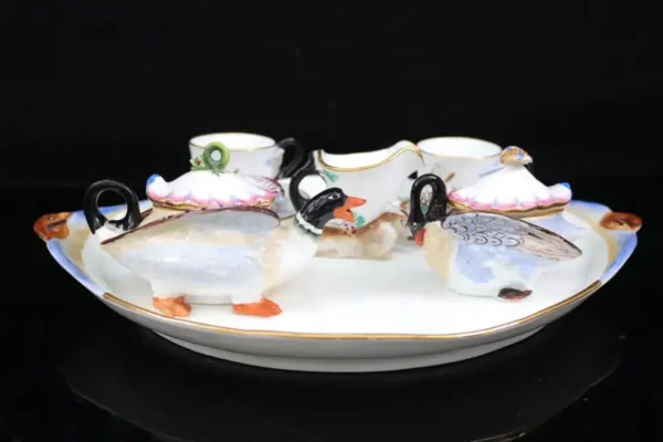 Rare Coalport Coalbrookdale Swan Cabaret Tea Set Tete Et Tete Circa 1840-50 - Image 4