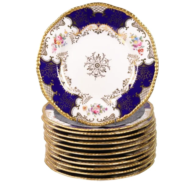 Coalport Batwing Plates 12 for Thomas Goode London 20 cm Circa 1920