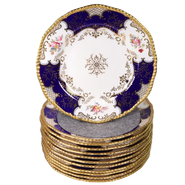 Coalport Batwing Dinner Plates 12 for Thomas Goode London 25.5 cm Circa 1920