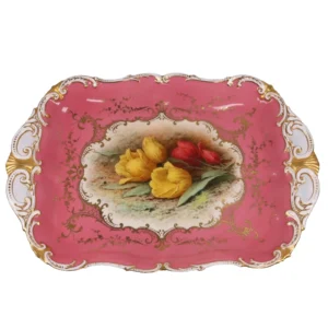 Coalport Chivers Plate Painted Tulips Commission v7580 w32 cm Circa 1909