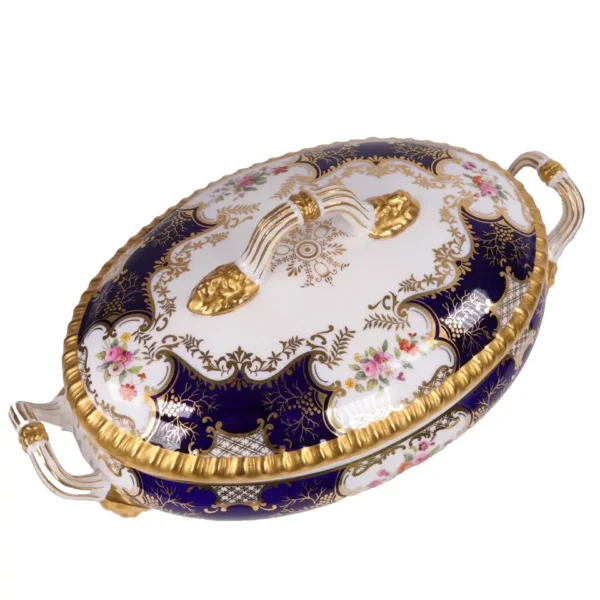 Coalport Batwing Tureen Vegetable Cobalt Blue Thomas Goode London Circa 1890 - Image 3