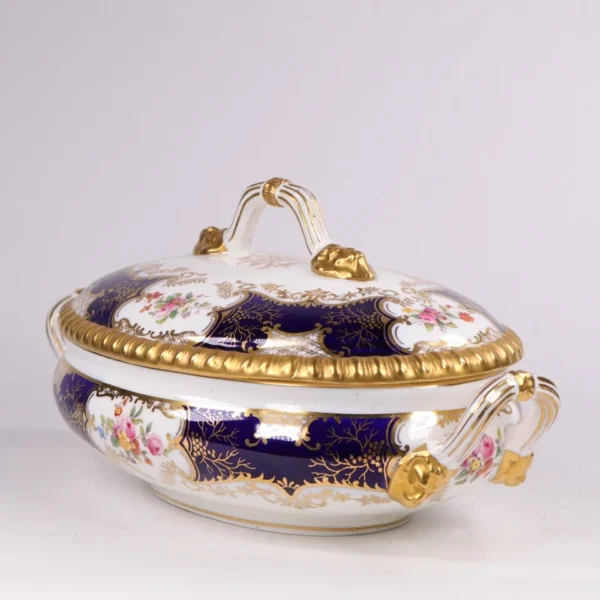 Coalport Batwing Tureen Vegetable Cobalt Blue Thomas Goode London Circa 1890 - Image 4