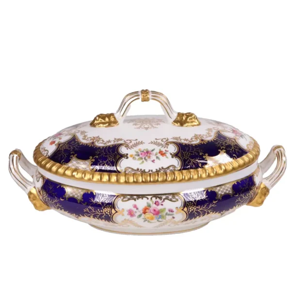 Coalport Batwing Tureen Vegetable Cobalt Blue Thomas Goode London Circa 1890 - Image 5