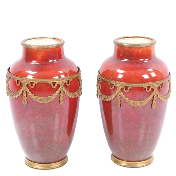 French Sevres Paul Milet Vases Sang De Boeuf Gilt Ormolu h17cm Circa 1900 - Image 2