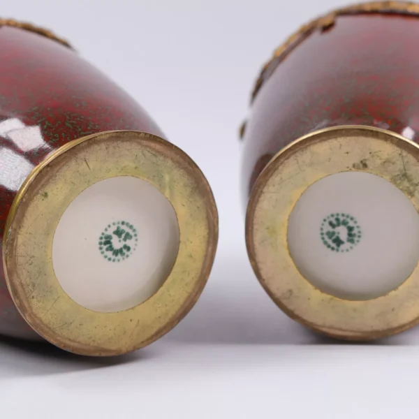 French Sevres Paul Milet Vases Sang De Boeuf Gilt Ormolu h17cm Circa 1900 - Image 5