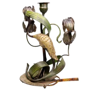 Austrian Bronze Stork Candelabra Cold Painted Aesthetic Arts Crafts Crane h26cm