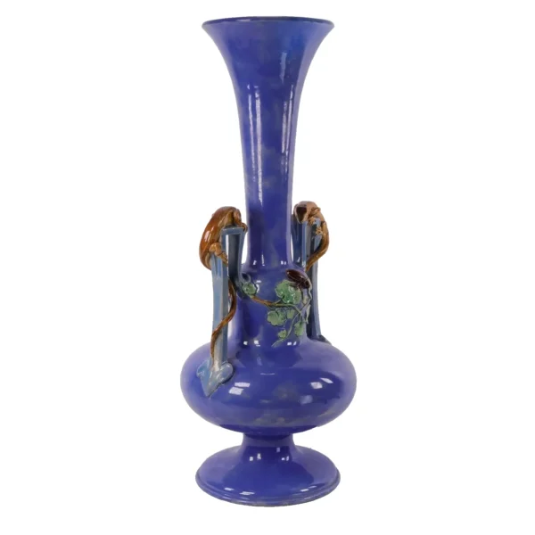 Majolica Pottery Vase Lizards After Beetle Large h48cm Circa 1870 - Image 4
