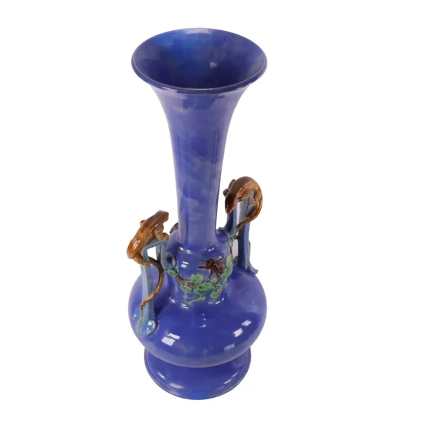 Majolica Pottery Vase Lizards After Beetle Large h48cm Circa 1870 - Image 7