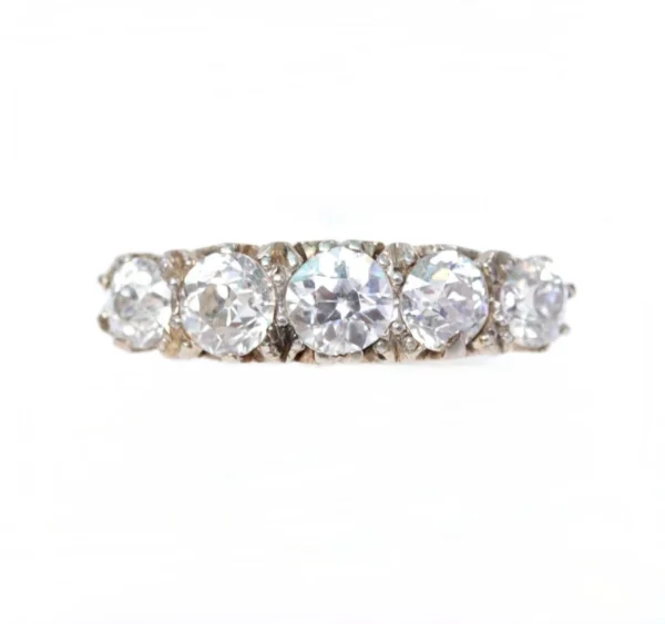 Antique Diamond Ring Five Stone 18ct Gold Platinum Half Eternity 2.25ct c1900