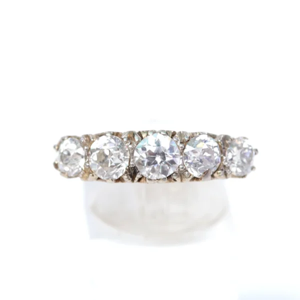 Antique Diamond Ring Five Stone 18ct Gold Platinum Half Eternity 2.25ct c1900 - Image 3