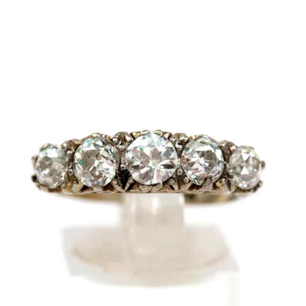 Antique Diamond Ring Five Stone 18ct Gold Platinum Half Eternity 2.25ct c1900 - Image 4