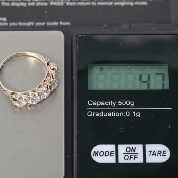 Antique Diamond Ring Five Stone 18ct Gold Platinum Half Eternity 2.25ct c1900