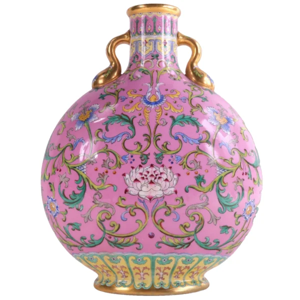 Coalport Chinese Famille Rose Moonflask Vase Quianlong h26cm Circa 1870