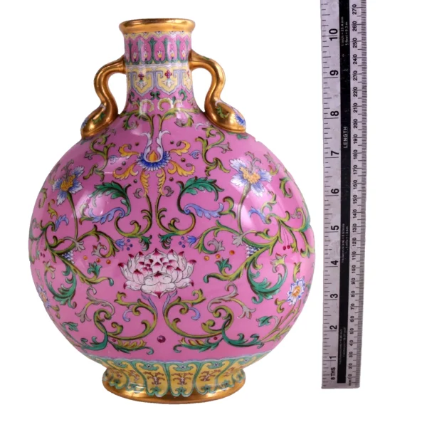 Coalport Chinese Famille Rose Moonflask Vase Quianlong h26cm Circa 1870 - Image 8