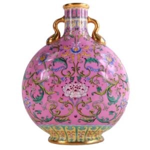 Coalport Chinese Famille Rose Moonflask Vase Quianlong h26cm Circa 1870