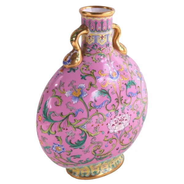 Coalport Chinese Famille Rose Moonflask Vase Quianlong h26cm Circa 1870 - Image 3