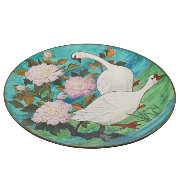 Minton Arts Crafts Kensington Gore Charger White Geese L43cm Circa 1871